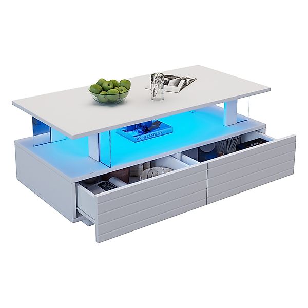 Merax Couchtisch Sofatisch mit 2 Schubladen günstig online kaufen