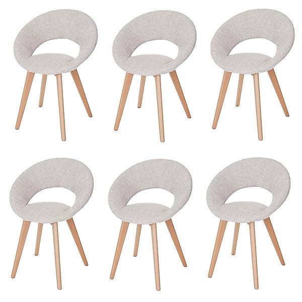 MCW Esszimmerstuhl Almada III 6er Set Textil Creme/grau günstig online kaufen