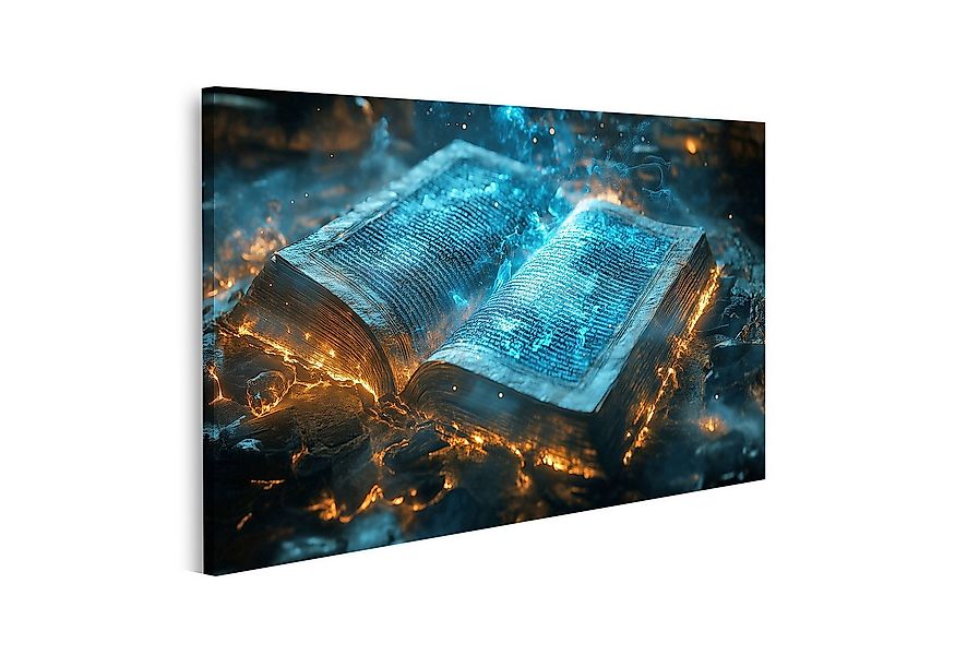 islandburner Leinwandbild Ein magisches Buch das in blauem Licht leuchtet günstig online kaufen