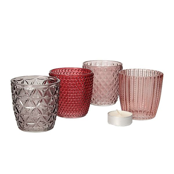 BOLTZE Windlicht Set Marilu 4-tlg lila - rosa Deko-Gläser günstig online kaufen