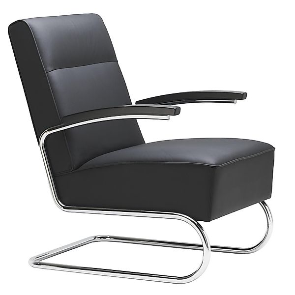 THONET S 412 Freischwinger Sessel mit Armlehnen | hohe Rückenlehne | Leder günstig online kaufen