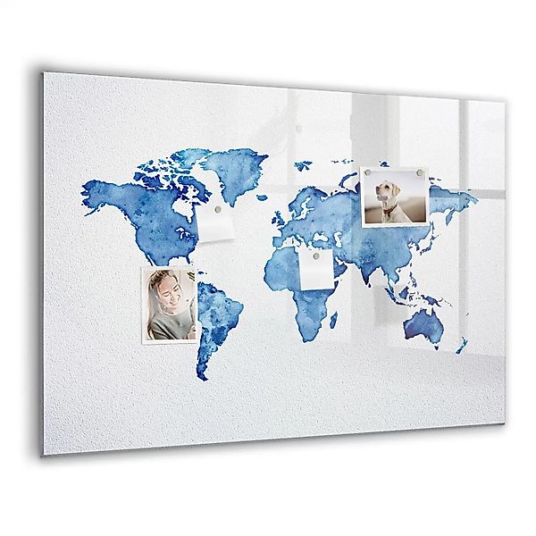 Tulup Magnettafel Aus Glas Aquarell Weltkarte 100x70 cm Whiteboard Magnetis günstig online kaufen