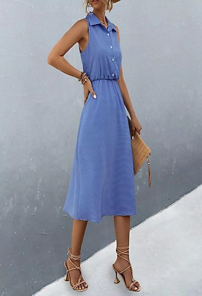 SEGUEN Sommerkleid Gestreiftes Kleid mit Button-Down-Hemd Lässiges Maxiklei günstig online kaufen