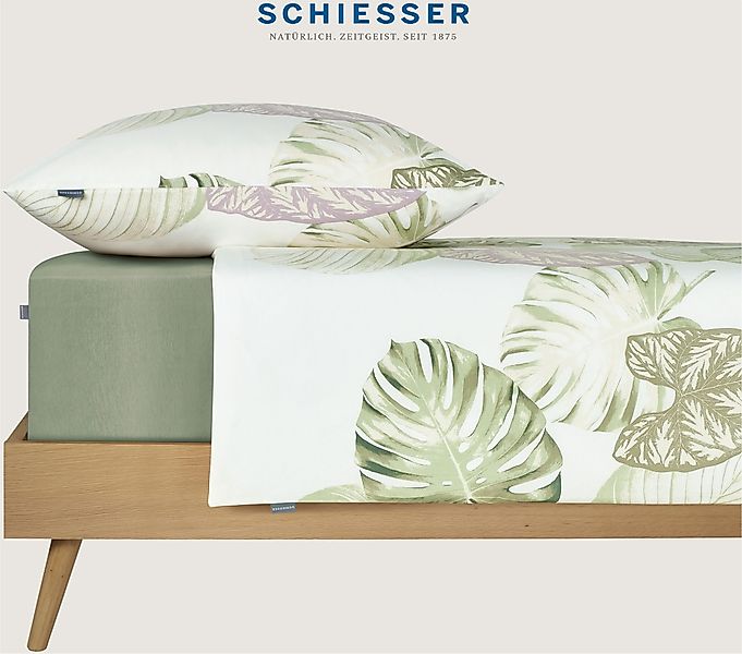 Schiesser Bettwäsche »Bretta aus weicher Baumwolle mit filigranem Palmwedel günstig online kaufen