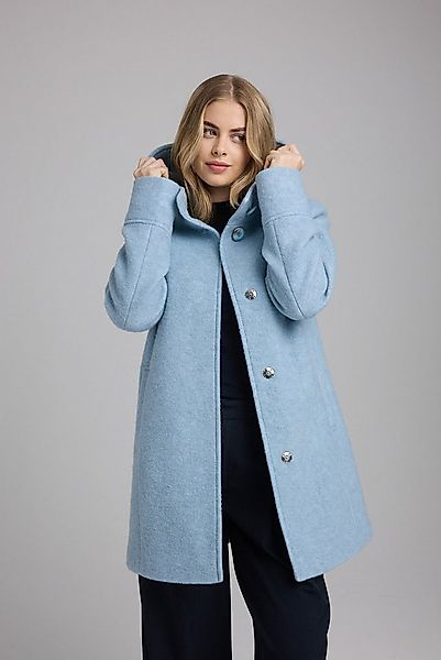 Manisa Wolljacke Wollparka mit Kapuze und verdeckten Knöpfen günstig online kaufen
