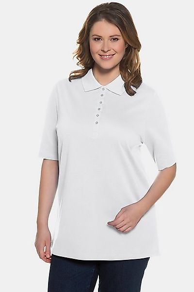 Ulla Popken T-Shirt Poloshirt Piqué Polokragen Samt-Knopfleiste günstig online kaufen