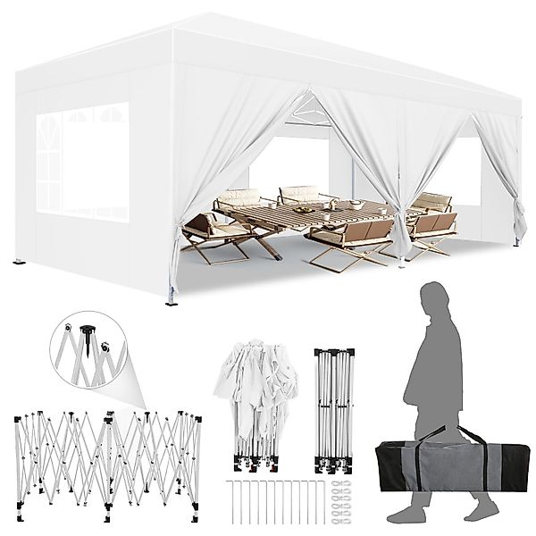 LUCKZON Pavillon 3x6m, wasserdicht&UV-Schutz 50+, inkl. günstig online kaufen