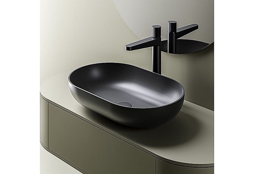 Bernstein Doppelwaschtisch O-540 54cm Quarz Schwarz, Aufsatzwaschbecken ova günstig online kaufen