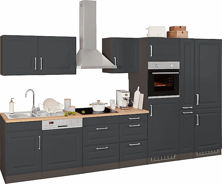 HELD MÖBEL Küchenzeile "Stockholm", Breite 370 cm, mit hochwertigen MDF Fro günstig online kaufen