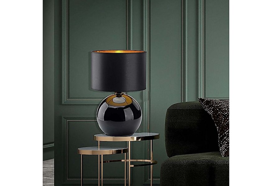 Signature Home Collection Nachttischlampe Glaslampe schwarz weiß bauchig mi günstig online kaufen