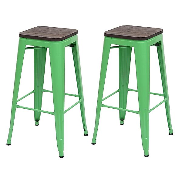 PROREGAL 2er-Set Barhocker Inkl. Holz-Sitzfläche Sitzhöhe 76cm Metall Indus günstig online kaufen