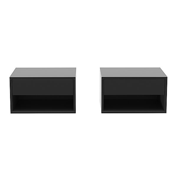 HOMCOM Set mit 2 wandmontierten Nachttischen, hängende Nachttische mit Schu günstig online kaufen