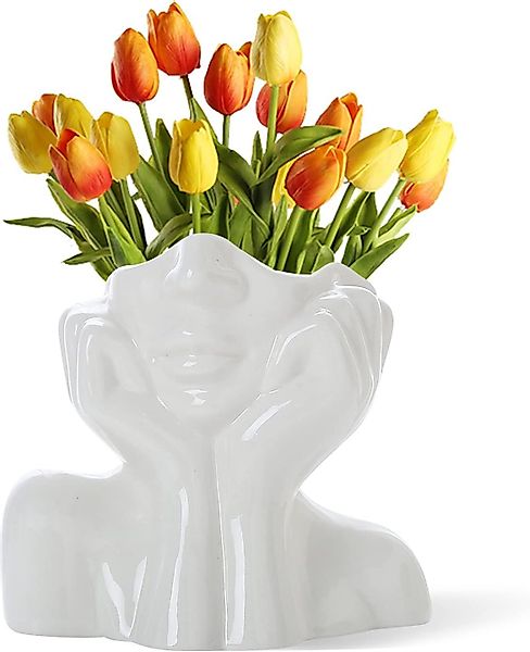 FELIXLEO Dekovase Gesicht Blume Vase Schreibtisch günstig online kaufen