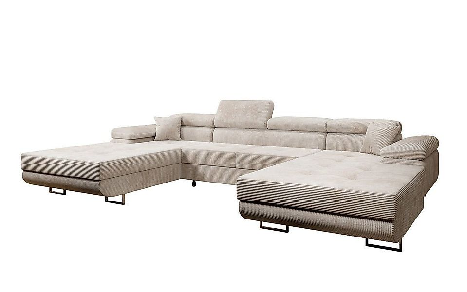 Luxusbetten24 Schlafsofa Designer Sofa Calvera U in Cord, mit Stauraum und günstig online kaufen