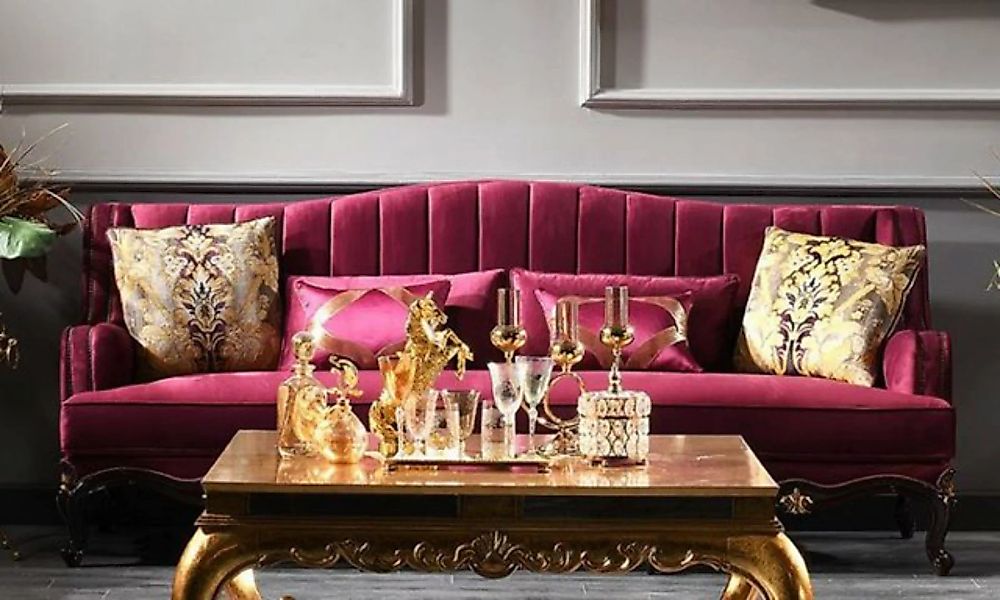 Casa Padrino Sofa Luxus Barock Sofa Lila / Schwarz / Gold 242 x 103 x H. 90 günstig online kaufen