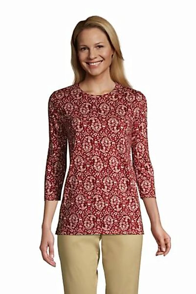Supima-Shirt mit 3/4-Ärmeln in Petite-Größe, Damen, Größe: XS Petite, Rot, günstig online kaufen