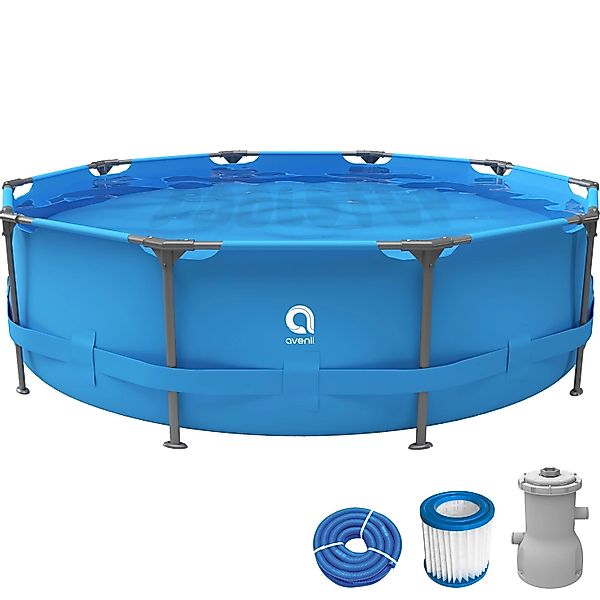 Avenli Frame Plus Stahlrahmenpool Set Rund 366 x 76 cm Blau mit CleanPlus F günstig online kaufen