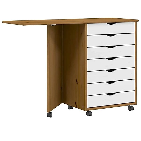 vidaXL Rollschrank mit Schreibtisch MOSS Honigbraun Massivholz Kiefer 40157 günstig online kaufen