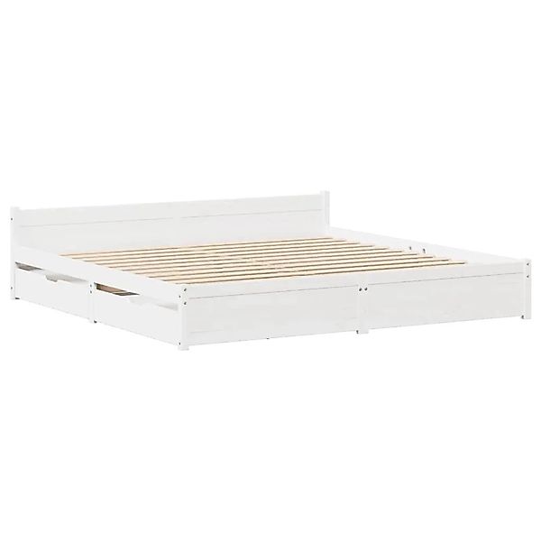 vidaXL Massivholzbett ohne Matratze Weiß 135x190 cm Kiefernholz 3301679 günstig online kaufen