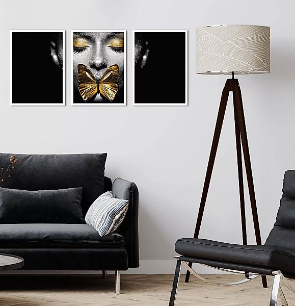 Leonique Bild mit Rahmen »Gesicht Schmetterling Gold - Gerahmter Digitaldru günstig online kaufen
