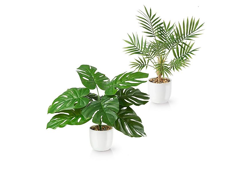 Kunstpflanze Tropische Kunstpflanzen wie echt in weißen Keramiktöpfen, Kuns günstig online kaufen