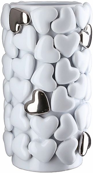 GILDE Tischvase "Vase zylindrisch Hearts weiß H. 31,5 cm" günstig online kaufen