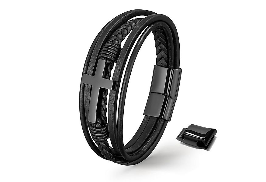 UNIQAL.de Lederarmband HEAVEN – Kreuzarmband aus Edelstahl, Symbol für Glau günstig online kaufen
