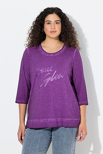 Ulla Popken T-Shirt Shirt Glitzerdruck Classic Rundhals 3/4-Arm günstig online kaufen