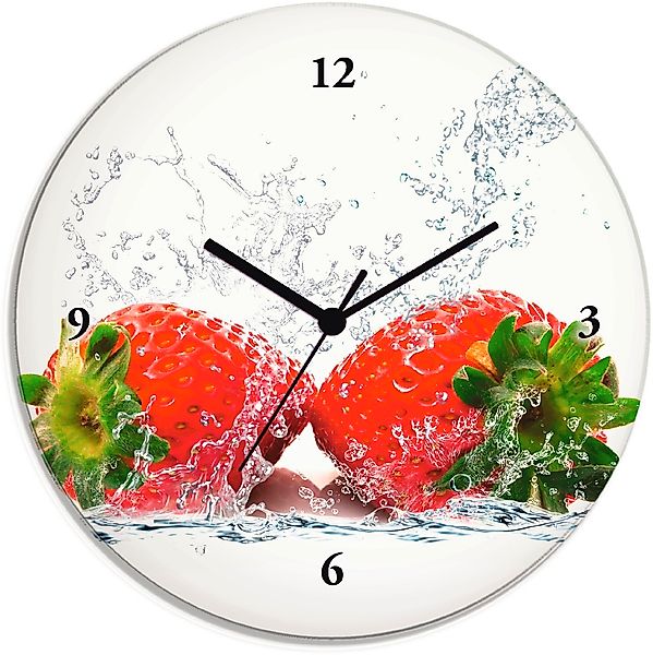 Artland Wanduhr "Erdbeeren mit Spritzwasser", wahlweise mit Quarz- oder Fun günstig online kaufen