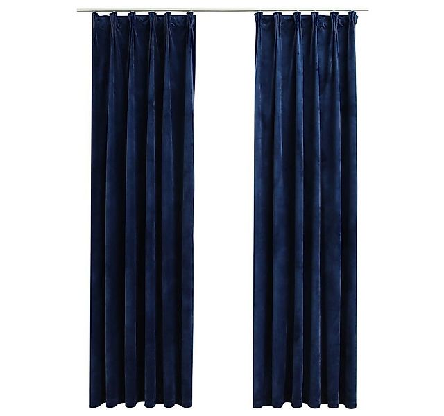 furnicato Vorhang Verdunkelungsvorhänge Haken 2 Stk. Samt Dunkelblau 140x17 günstig online kaufen