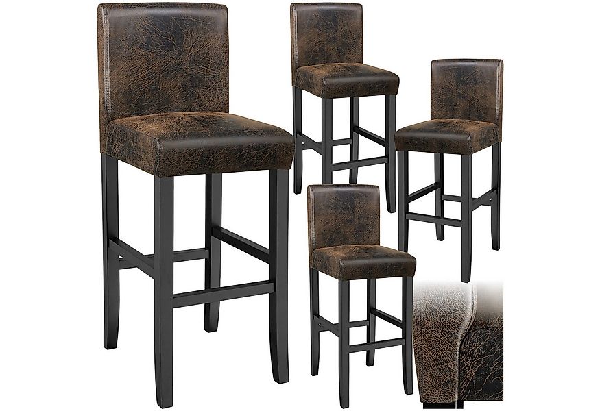 tectake Barhocker Barstuhl aus Kunstleder, gepolstert mit Rückenlehne, Stuh günstig online kaufen