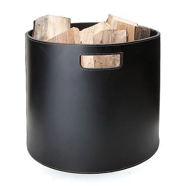 Ørskov Holzkorb rund schwarz mit weißen Nähten günstig online kaufen