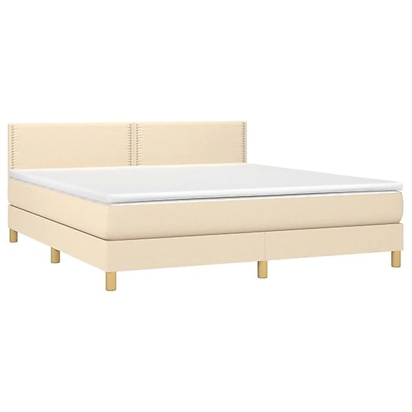 vidaXL Boxspringbett mit Matratze & LED Creme 180x200 cm Stoff 3133658 günstig online kaufen