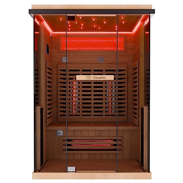 Dewello Infrarotkabine Sauna Kenora 130cm x 105cm 2 Personen Vollspektrum & günstig online kaufen