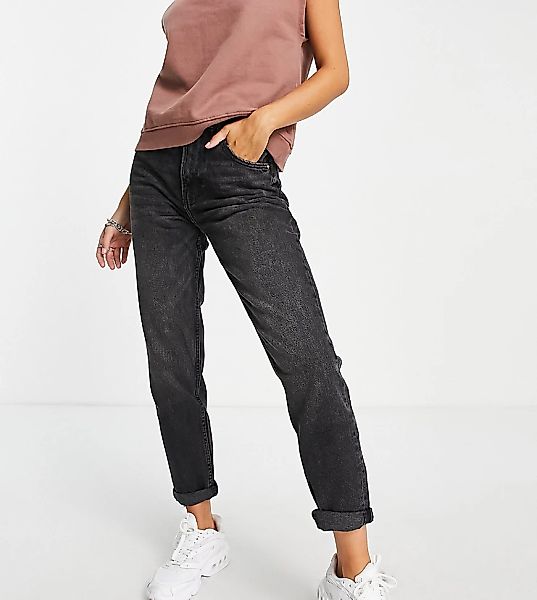 Bershka Tall – Mom-Jeans in verwaschenem Schwarz günstig online kaufen
