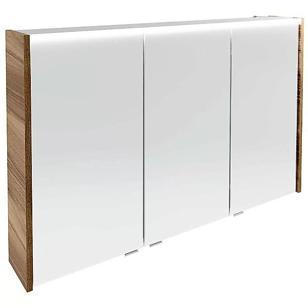 Fackelmann LED-Spiegelschrank Verona 110 cm 3 Türen Weiß Glanz günstig online kaufen