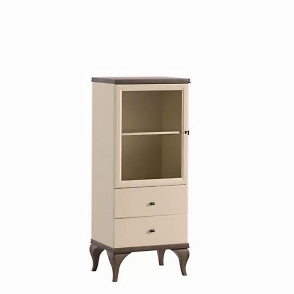 JVmoebel Vitrine Glas Schrank Wohnzimmer Schränke Anrichte Beige Vitrine Mö günstig online kaufen