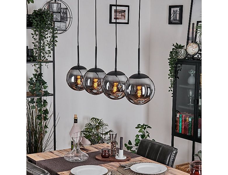 hofstein Hängeleuchte Hängelampe aus Metall/Glas in Schwarz/Rauchfarben, oh günstig online kaufen