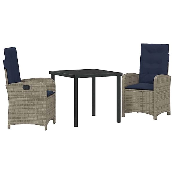 vidaXL Garten Essgruppe 3-Tlg Grau Poly Rattan 3380351 günstig online kaufen