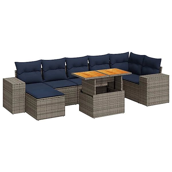 vidaXL 8-Tlg Garten-Sofagarnitur mit Kissen Grau Poly Rattan 3327407 günstig online kaufen