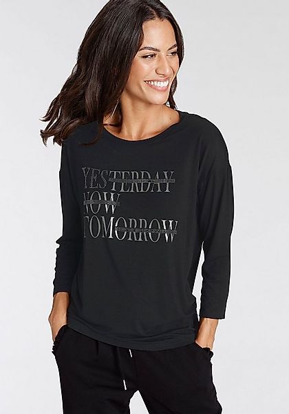 Laura Scott 3/4-Arm-Shirt mit glitzerndem Schriftzug günstig online kaufen
