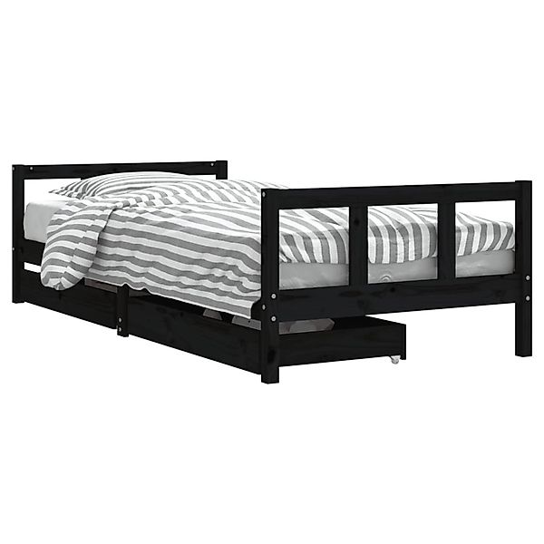 vidaXL Kinderbett mit Schubladen Schwarz 90x200 cm Massivholz Kiefer 834410 günstig online kaufen