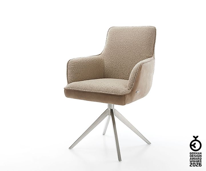 Drehstuhl Heira-Flex mit Armlehnen Materialmix Schlamm Kreuzgestell breit E günstig online kaufen