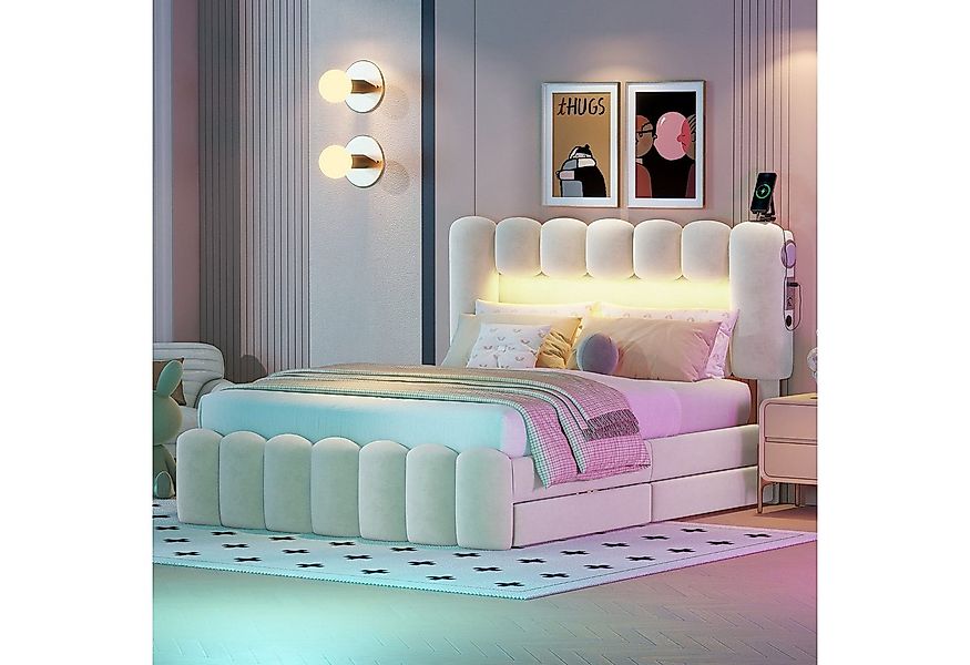 TavilaEcon Polsterbett Doppelbett Funktionsbett Stauraumbett mit 4 Schublad günstig online kaufen