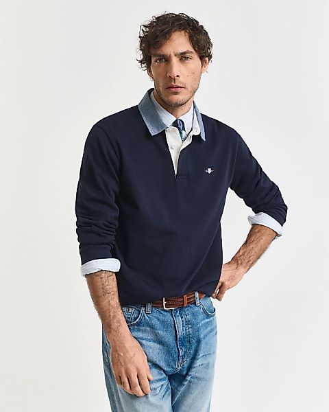 Gant Langarm-Poloshirt "REG CHAMBRAY HEAVY RUGGER" günstig online kaufen