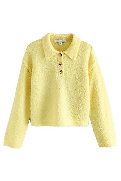 Next Strickpullover Gerippter, langärmeliger Bouclé-Polopullover (1-tlg) günstig online kaufen