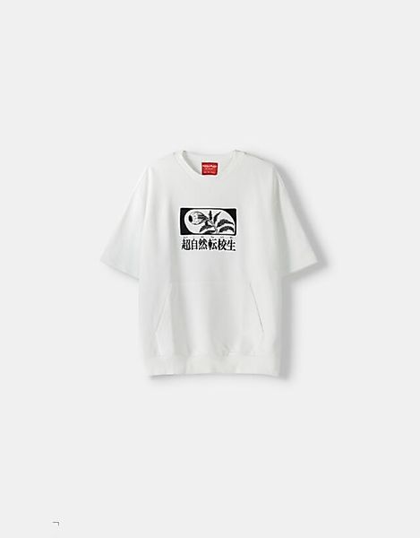 Bershka T-Shirt Junji Ito Collection Mit Kurze Ärmeln Aus Plüsch Mit Sticke günstig online kaufen