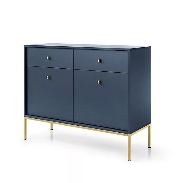 Sideboard 104cm in blau, Fußgestell goldfarben, MALAGA-160 günstig online kaufen