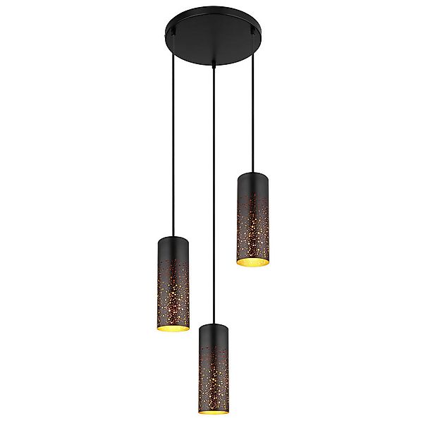 GLOBO Pendelleuchte gold schwarz Metall H/D: ca. 150x34 cm E27 3 Brennstell günstig online kaufen