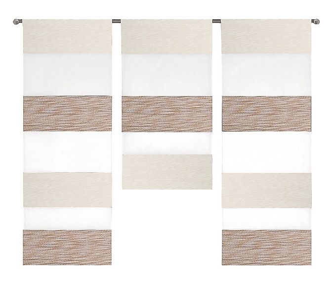 Clever-Kauf-24 Scheibengardine Mini Flächenvorhang 2280-13 beige weiß 3tlg. günstig online kaufen